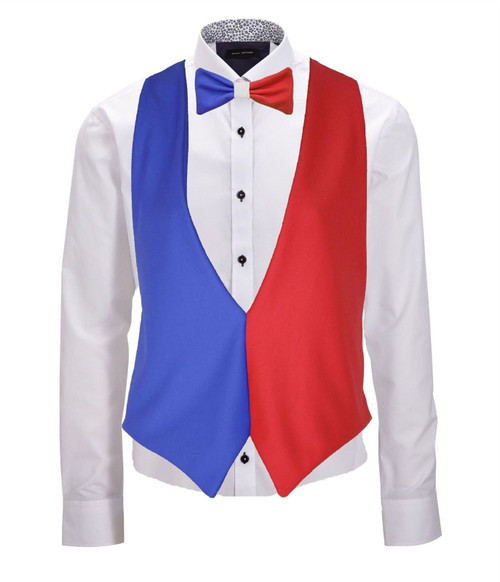 Adults National Flag of France Backless Waistcoat & Bowtie French Bastille Day Supporters Fancy Dress