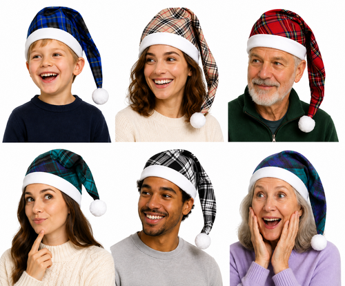 Adults Traditonal Tartan Victorian Style Night Cap Fancy Dress Novelty Hat