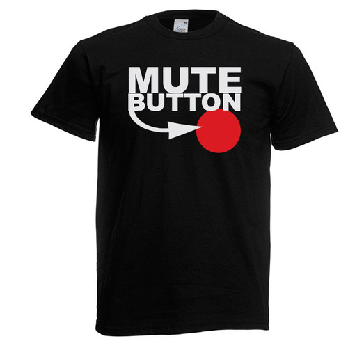 Adults Mute Button Text Icon Funny Loud Person Joke Unisex Black T-Shirt