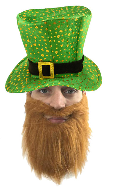 Adults St Patricks Day Leprechaun  Hat & Beard Irish Fancy Dress Costume Accessory [Hat & Beard]