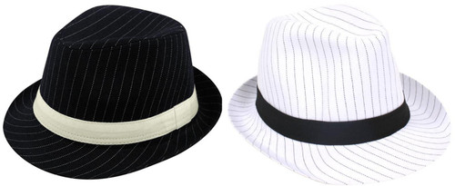 Adults 1920s Mobster Boss Pinstripe Trilby Hat Gangster Fancy Dress Costume Headwear