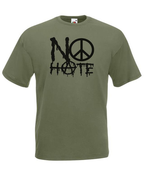 Adults No Hate Keep the Peace Human Equality Anti War Unisex Olive T-Shirt