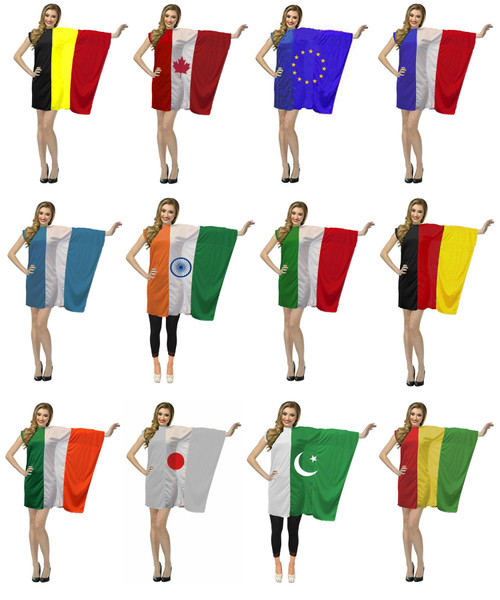 Adults World National Flag Dresses Country Patritotic Supporters Fancy Dress