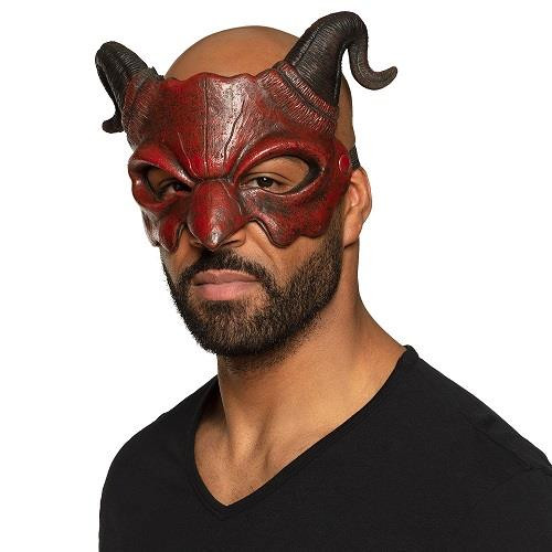 Adults Devil Lucifer Satan Demon Half Face Mask Halloween Masquerade Fancy Dress