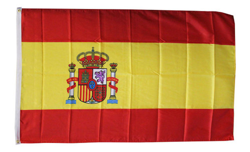National Flag of Spain (5ft x 3ft) Polyester Double Stitched Seam Metal Eyelets