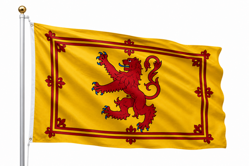 Royal Banner of The Royal Arms of Scotland Lion Rampant Flag (5ft x 3ft) Polyester Double Stitched Seam Metal Eyelets