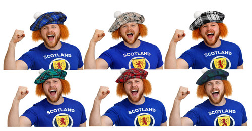 Adults Tartan Tam O'Shanter Hat With Ginger Hair Scotland Burns Night Hat Fancy Dress