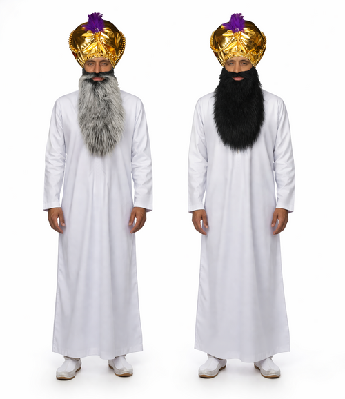 Adults Bollywood Star Punjabi India Jubba Robes Turban & Beard Fancy Dress Costume