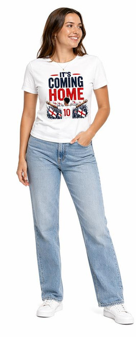 Womens Its Coming Home No.10 Jude Bellingham England Supporter Lady Fit White T-Shirt