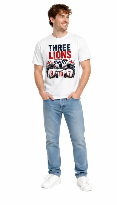 Adults Three Lions On a Shirt England Supporter Sports Unisex White T-Shirt