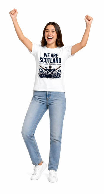 Womens We Are Scotland Alba Gu Brath Scottish Sports Lady Fit White T-Shirt