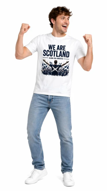 Adults We Are Scotland Alba Gu Brath Scottish Sports Unisex White T-Shirt