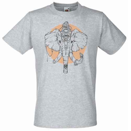 Adults Pooram Festival Hindu Sacred Elephant Durga Kali Unisex Grey T-Shirt