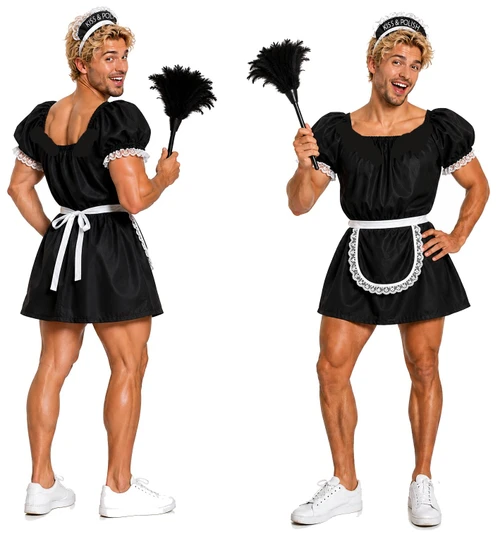 Adults Stag Night Party French Maid Drag Queen Fancy Dress Costume