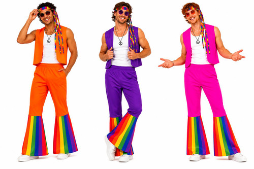 Adults 1960s 1970s Hippie Hippy Disco Festival Decades Fancy Dress Costume