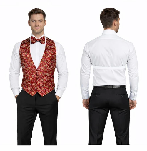 Adults Gingerbread Man Backless Waistcoat & Bow Tie Festive Christmas World Book Day Fancy Dress