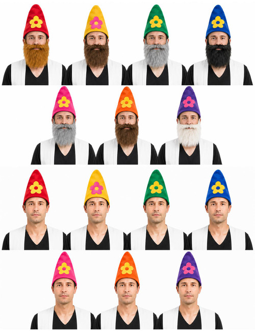 Adults Garden Gnome Pointy Hat With Flower Decoration Fancy Dress Headwear