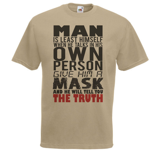 Adults Anonymous Guy Fawkes Quote Unisex Khaki T-Shirt & Free Vendetta Mask
