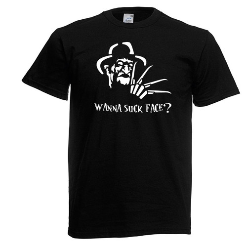 Adults Freddy Wanna Suck Face Nightmare Horror Movie Unisex Black T-Shirt