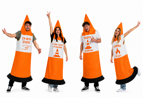 Adults Personalised Print Custom Traffic Cone Stag Hen Party Fancy Dress Costume