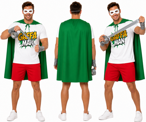 Adults Gaffa Man Mexican Viral Superhero Vigilante Fancy Dress Costume