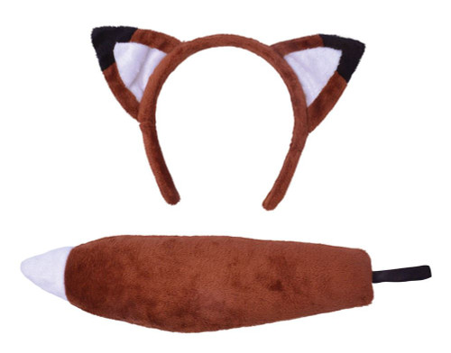 Fox Ears on Headband & Tail Wild Animal Nature Fancy Dress Costume Accessory