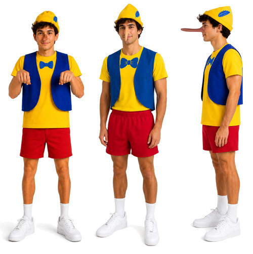 Adults Wooden Puppet Boy Pinocchio World Book Day Fairytale Fancy Dress Costume