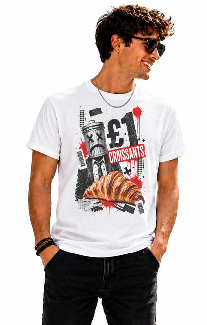 Adults £1 Croissants Count Binface Novelty Candidate UK Politics Unisex White T-Shirt