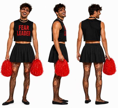 Adults Fear Leader Halloween Cheerleader Fancy Dress Costume