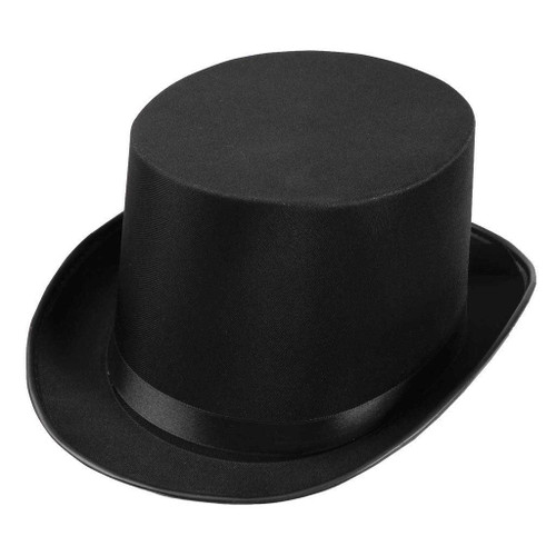Adults Black Cylinder Victorian Top Hat Fancy Dress Costume Headwear