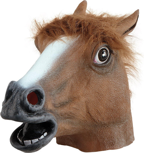 Adults Brown Latex Horse Over Head Latex Mask Equestran Fancy Dress Costume Accessory