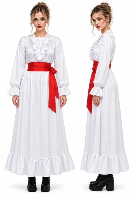 Adults Annabelle Conjuring Haunted Horror Doll Dress & Sash Only Halloween Movie Fancy Dress Costume