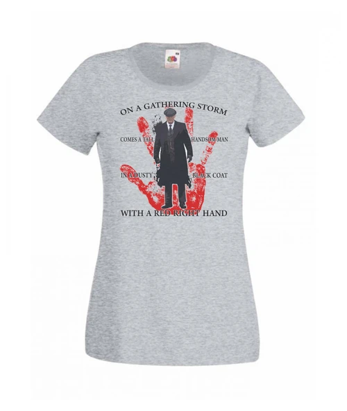Womens Gathering Storm Tom Shelby Peaky Brummie Gang Lady Fit Grey T-Shirt