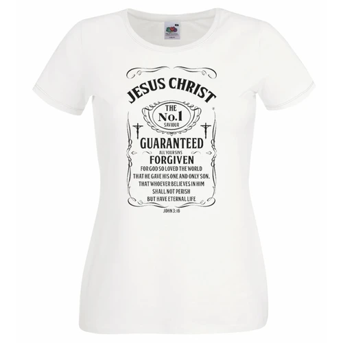 Womens Jesus Christ Number 1 Saviour God Catholic White Lady Fit T-Shirt