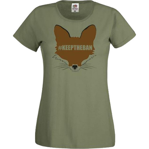 Womens Keep The Ban Fox Hunting #keeptheban Olive Lady Fit T-Shirt