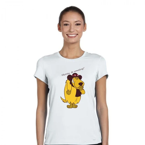 Womens Muttley Do Something Crazy Races Cartoon Quote Lady Fit White T-Shirt