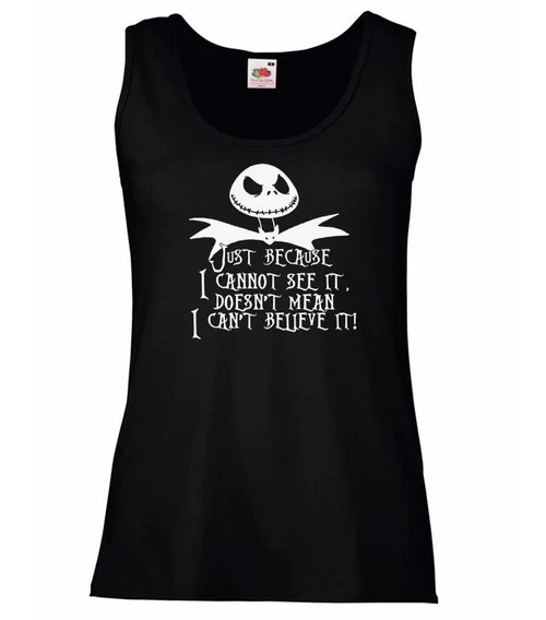 Womens Jack Skellington I Can't Believe It Nightmare Christmas Lady Fit Black Vest