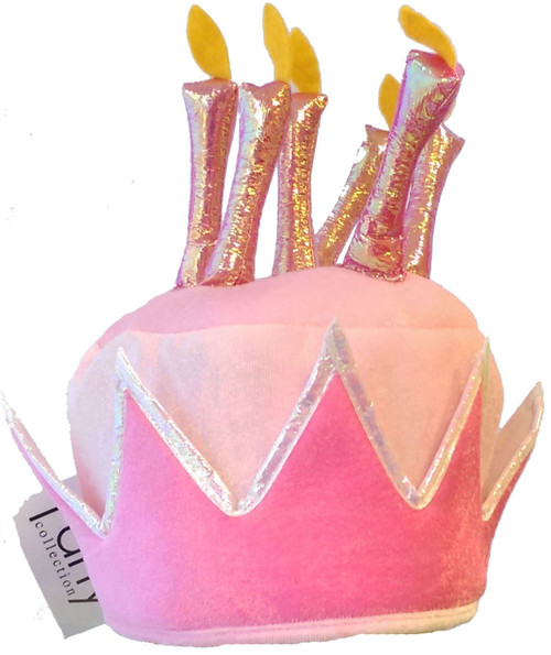 Pink Plush Birthday Cake & Candles Hat Celebration  Fancy Dress Headwear
