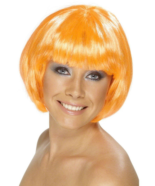 Smiffys Fire Coral Orange Babe Short Bob Glamour Wig
