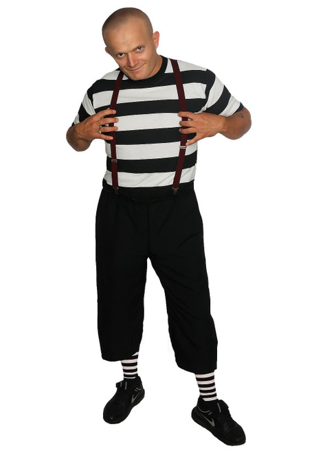 Adults Black & White Pugsley Adams Family Halloween Movie Film Fancy Dress Costume