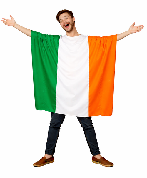 Adults Tricolor National Flag of Ireland Irish Supporters Poncho Fancy Dress Costume