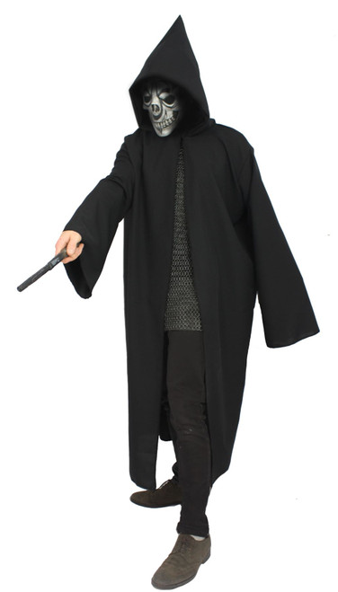 Adults Black Death Eater Hooded Wizard Cloak Halloween World Book Day Fancy Dress