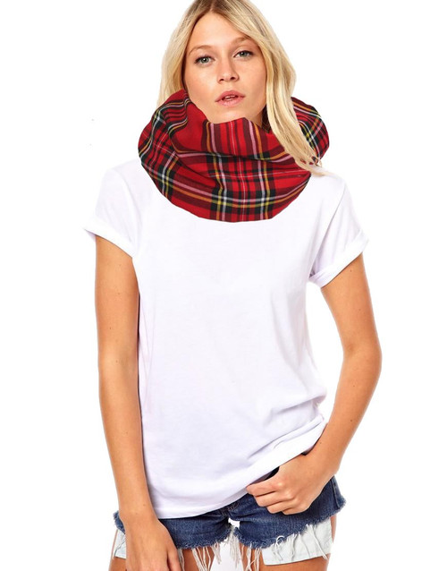 Unisex Adults Red Royal Stewart Tartan Snood Burns Night Fancy Dress Accessory Unisex Adults Red Royal Stewart Tartan Snood Burns Night Fancy Dress Accessory
