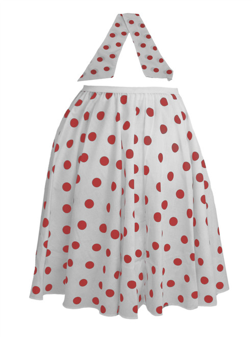 Ladies 22/" Black /& Red Polka Dot Rock /& Roll Skirt /& Necktie Fancy Dress