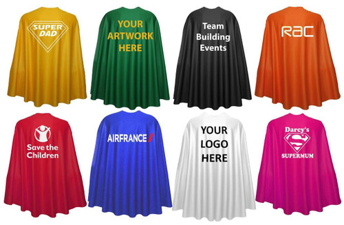 Adults Custom Printed 35" Super Hero Cape Corprate Promotional Event Team Building Fancy Dress