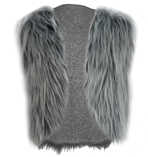 Adults Grey Faux Fur Waistcoat Medieval Viking Prehistoric 1970s Glam Rocker Disco Fancy Dress Costume Accessory
