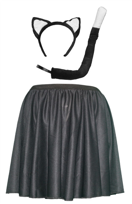 Womens Cat Skater Skirt Ears & Tail World Book Day Animal Fancy Dress
