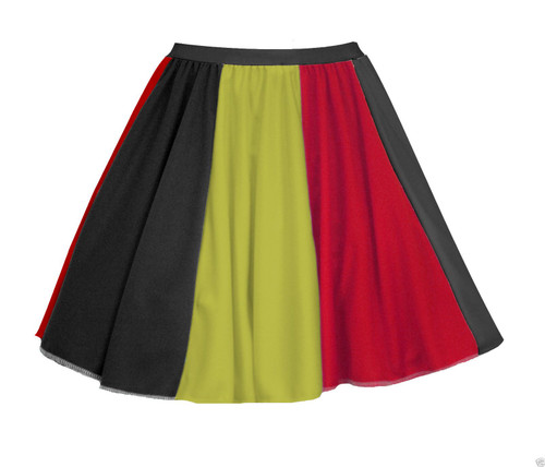 Ladies Belgium National Flag 15" Panel Skater Skirt Belgian Fancy Dress Ladies Belgium National Flag 15" Panel Skater Skirt Belgian Fancy Dress