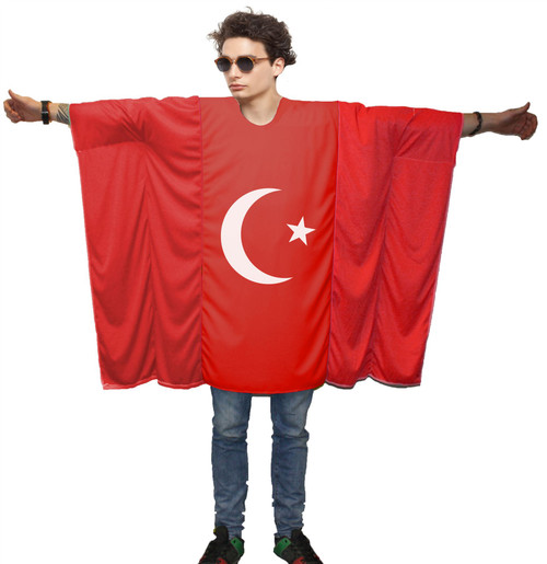 Adults Turkey Turkish National Flag Poncho Patriotic Supporters Fancy Dress Costume [One Size]