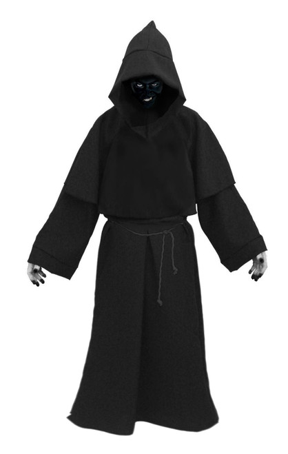 Adults Black Death Robes & Face Paint Halloween Fancy Dress Costume